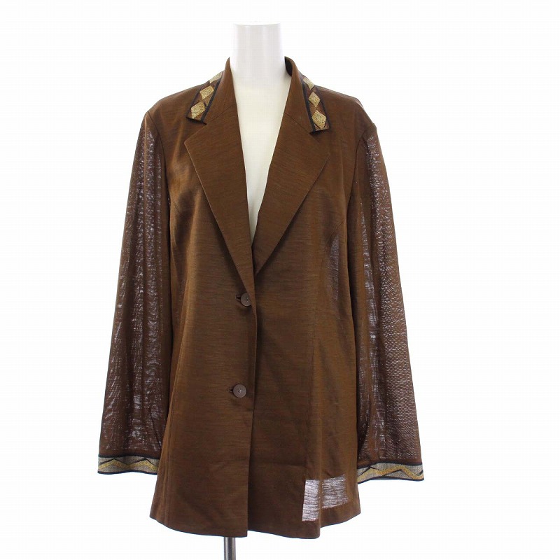 レオナール LEONARD FASHION テーラードジャケット 麻 リネン100 