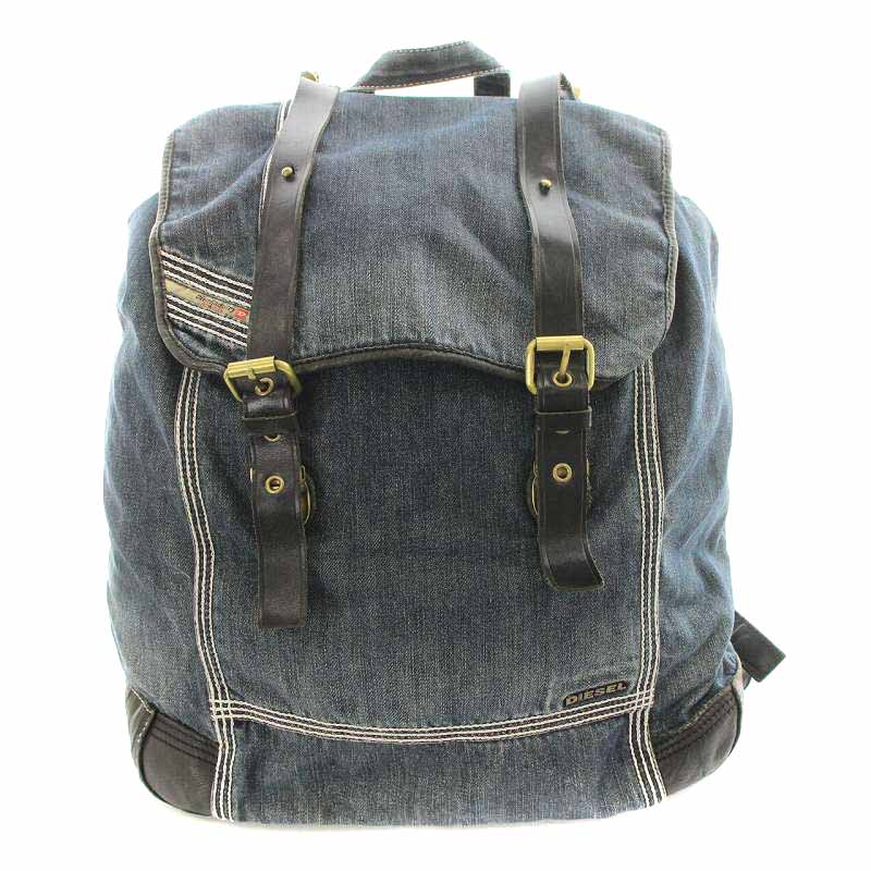 ディーゼル DIESEL リュックサック デイパック デニム 巾着 紺 