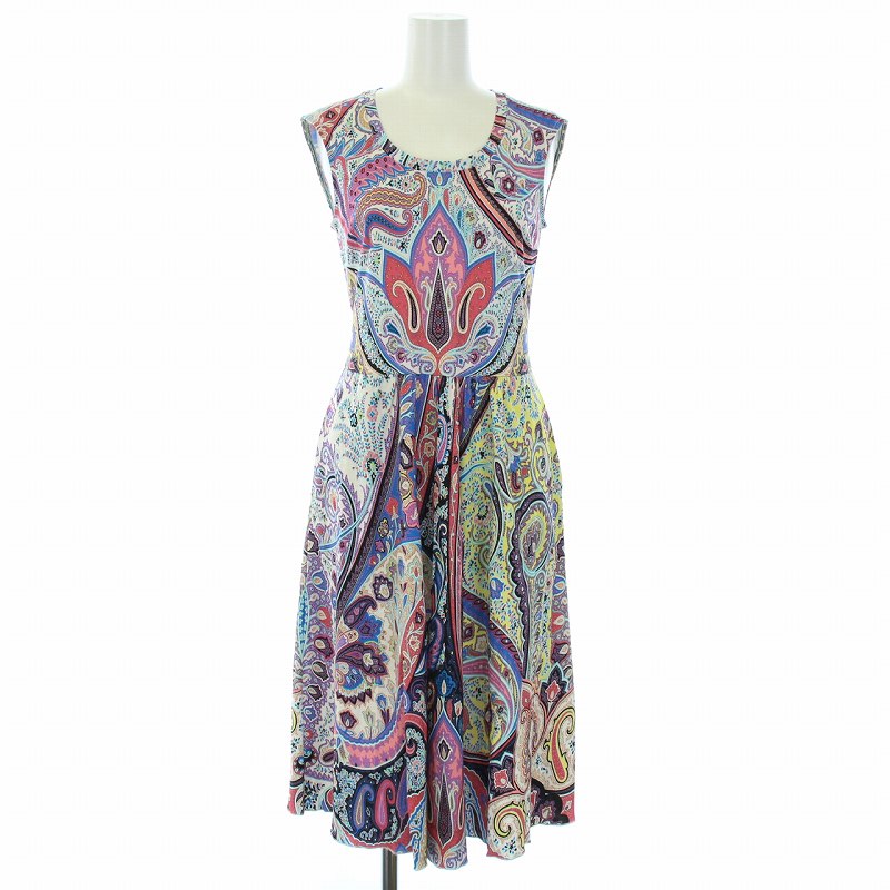 エトロ ETRO 18SS ワンピース ロング ノースリーブ ペイズリー柄 38 S 