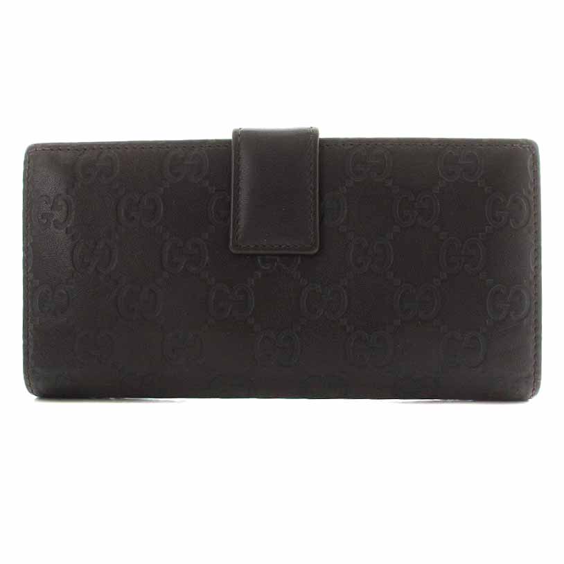 グッチ GUCCI 長財布 二つ折り レザー グッチシマ 黒 ブラック 231841