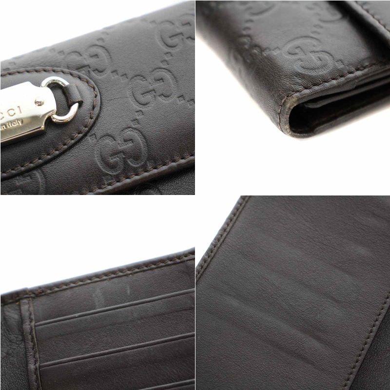 グッチ GUCCI 長財布 二つ折り レザー グッチシマ 黒 ブラック 231841