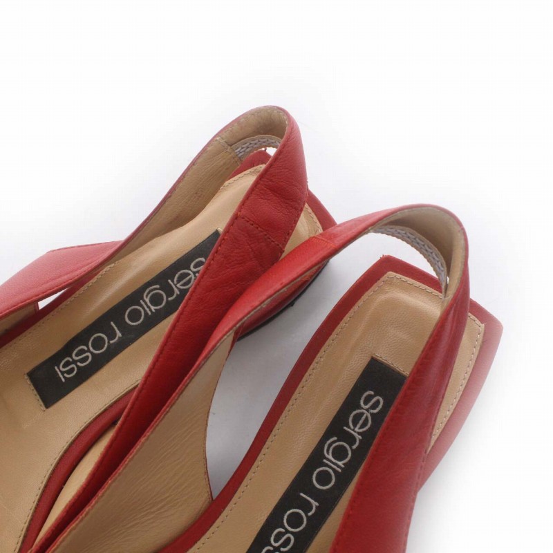 ほぼ新品 sergio rossi レッド スリングバックミュール