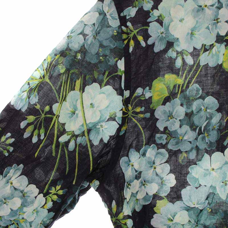 グッチ GUCCI 2016年製 カジュアルシャツ 花柄 長袖 38/15 XS 紺 
