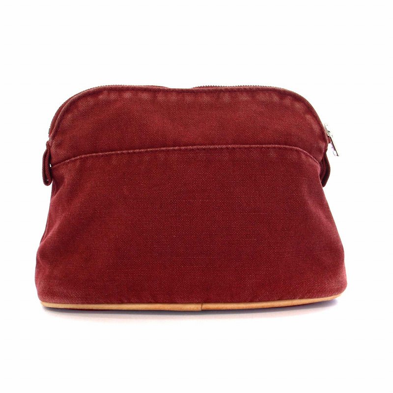 エルメス HERMES ボリードポーチ20 化粧ポーチ キャンバス 赤 レッド  