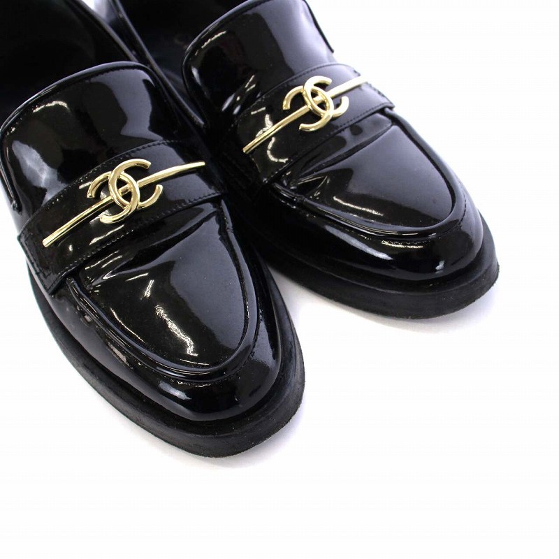 シャネル CHANEL 22FW ココマーク ローファー エナメル チャンキー 