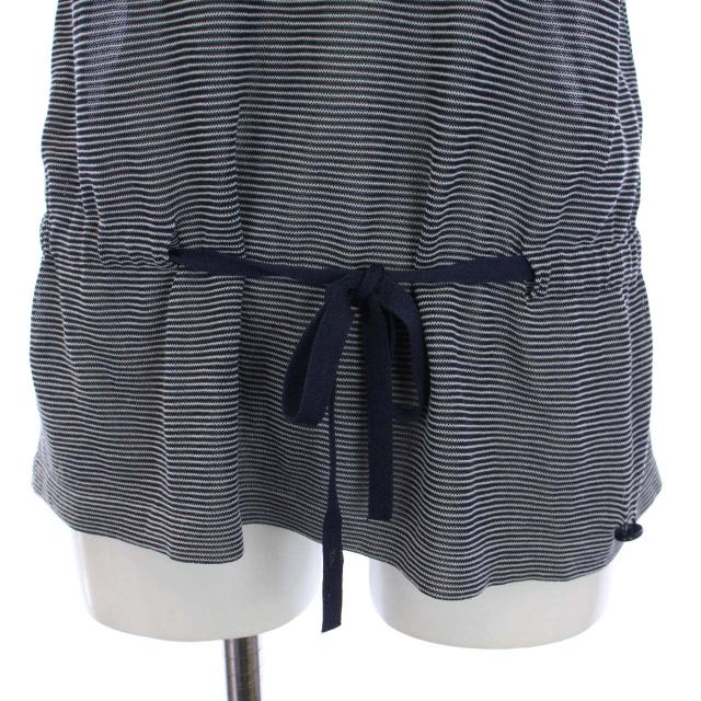 CHANEL◆S/Sニットカットソー/38/レーヨン/NVY/ボーダー/P32455K00673 CHANEL(シャネル) / S/Sニットカットソー/38/レーヨン/NVY