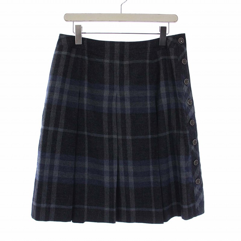 バーバリー ロンドン BURBERRY LONDON プリーツスカート ひざ丈 サイド 