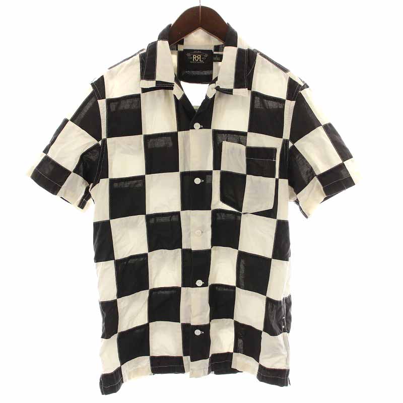 得価 RRL チェッカーフラッグ パッチワーク オープンカラーシャツ