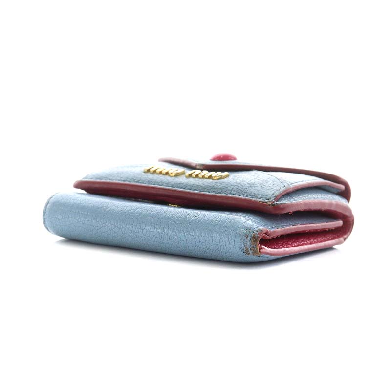 【美品】miu miu 三つ折り財布　マドラスラブ miu miu ミュウミュウ マドラスラブ 三つ折財布 ブラック レッド
