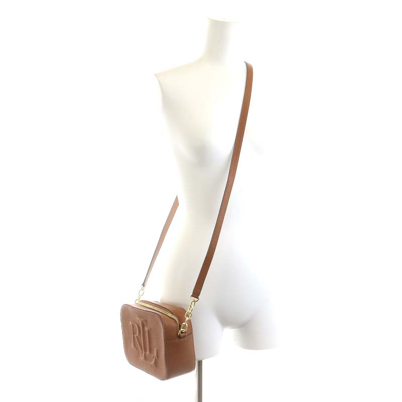 【未使用に近い】ローレンラルフローレン　ショルダーバッグ　RLLロゴ　ブラウン 極美品☆RALPH LAUREN ラルフローレン レザーロゴ付 ロゴ