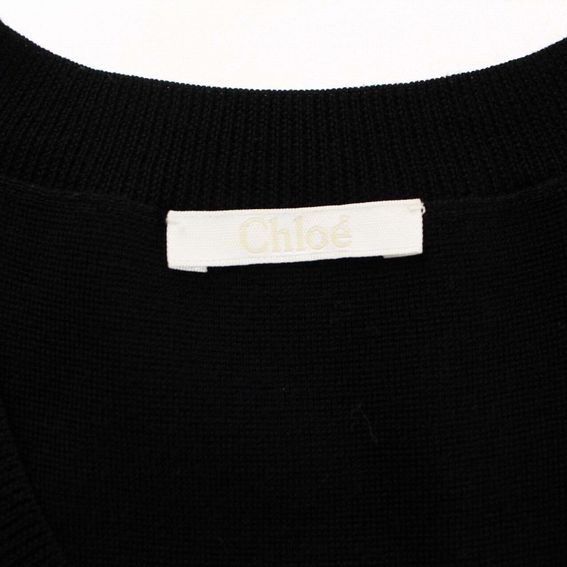 クロエ CHLOE チュニック ニット ノースリーブ レース XS 黒 ブラック 