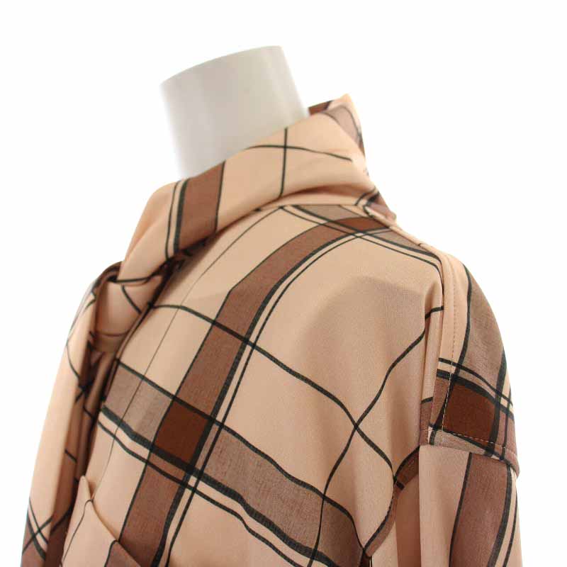 未使用品 バーバリー ロンドン BURBERRY LONDON シャツ チュニック チェック 長袖 UK8 M ベージュ 4566323 /YI12  レディース