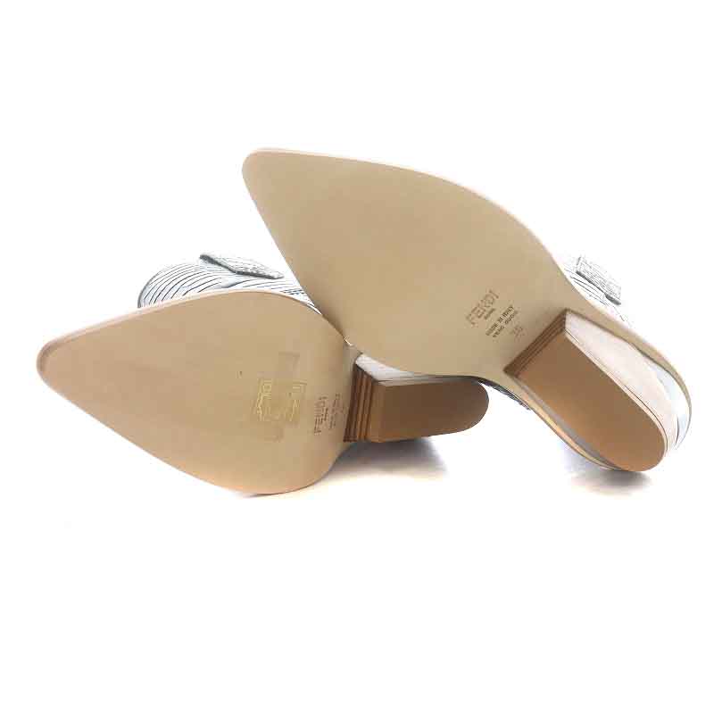 フェンディ FENDI ズッカ柄 パンプス ポインテッドトゥ ヒール リボン フェンディ FENDI ズッカ柄 パンプス ポインテッドトゥ ヒール