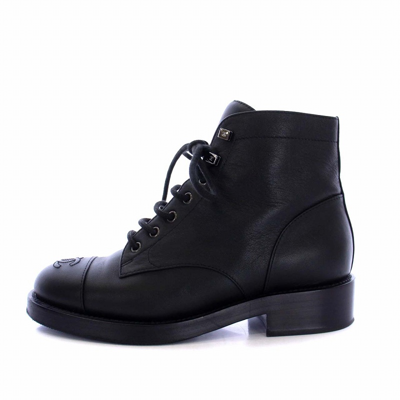 シャネル CHANEL 20AW ココマーク レースアップ ショートブーツ チャン 