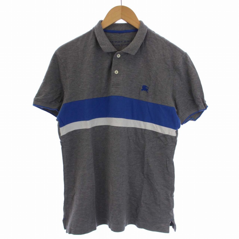 BURBERRY BLACK LABEL ブルー ポロシャツ BURBERRYバーバリー ブルー