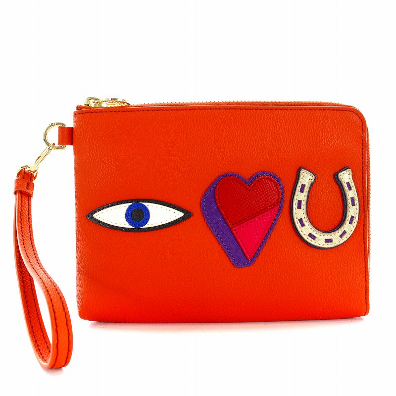 トリーバーチ ミニ ショルダーバッグ ロゴ チェーン レザー オレンジ  