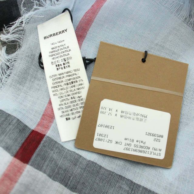 未使用品 バーバリー BURBERRY タグ付き ストール ショール チェック 