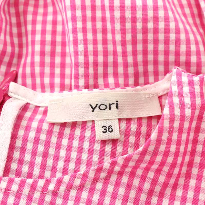 ヨリ yori 22SS フリルスリーブラウス シャツ 長袖 チェック柄 36 S 