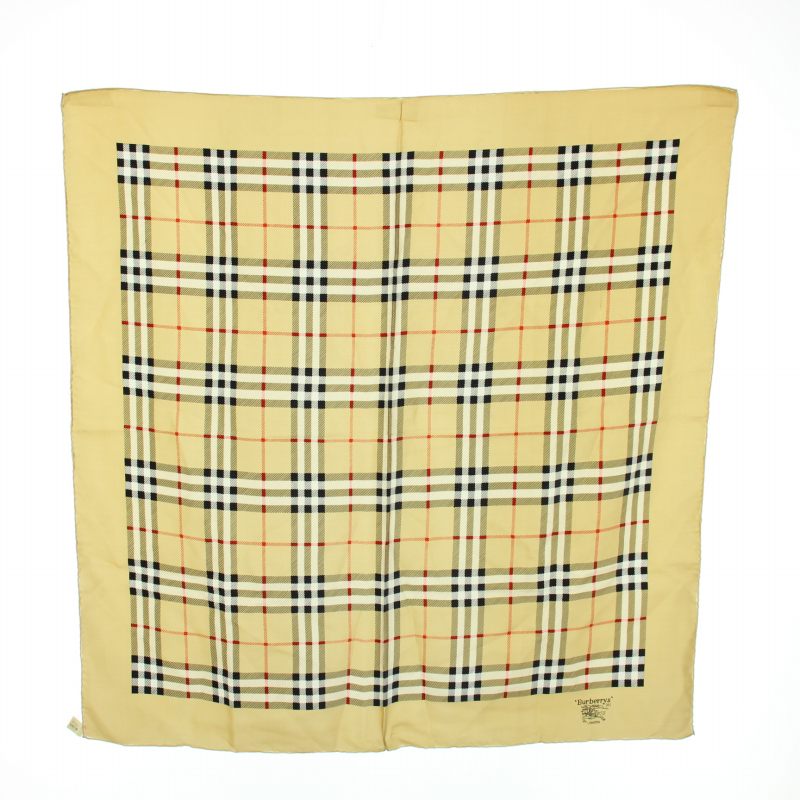 Burberry ベージュ チェック柄 シルクスカーフ（チェック ウール