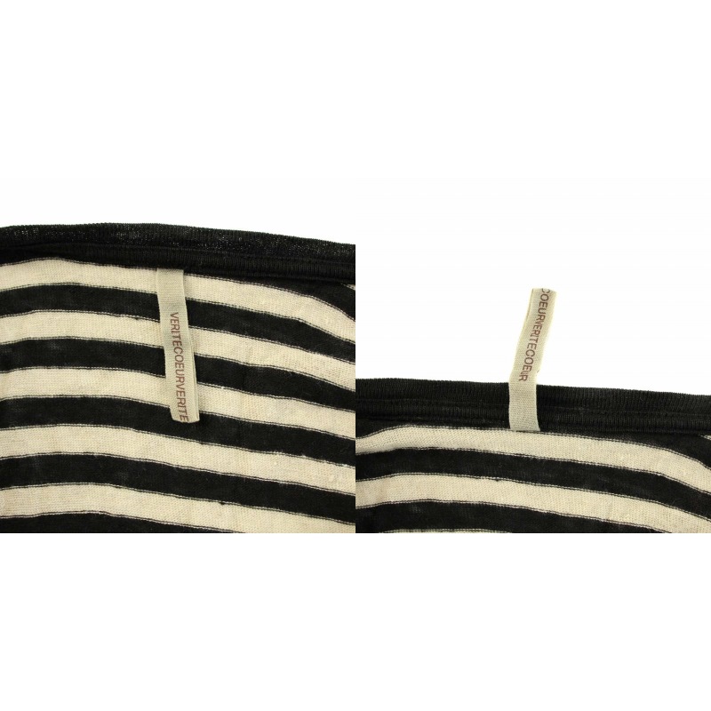 Veritecoeur ヴェリテクール　新品❗️リネンボーダーロングカーディガン ヴェリテクール VERITECOEUR ロングカーディガン トッパー 七分