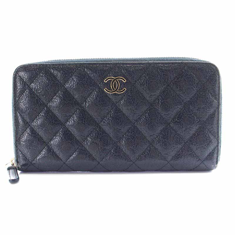 シャネル CHANEL 2018年製 長財布 ラウンドファスナー レザー ココ 