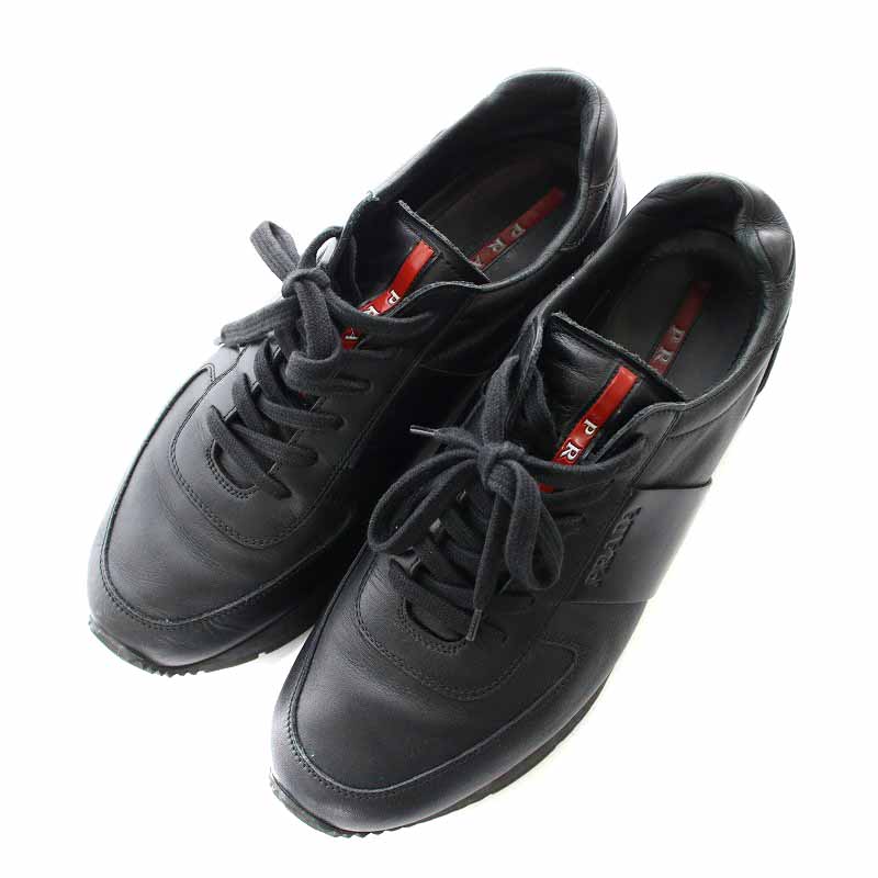 プラダスポーツ PRADA SPORT スニーカー レザー ロゴ 6.5 25.5cm 黒 