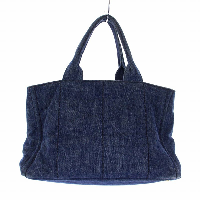 プラダ PRADA カナパM トートバッグ ハンドバッグ デニム インディゴ 