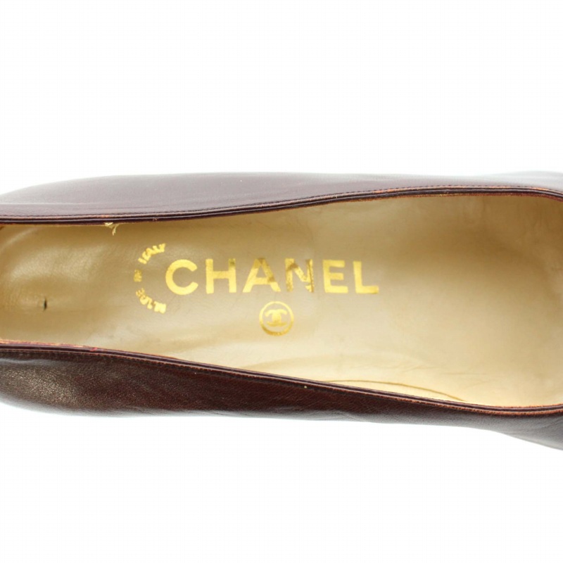 CHANEL シャネル レザー ココマーク アーモンドトゥ ハイヒール パンプス シャネル CHANEL パンプス アーモンドトゥ ハイヒール ココ