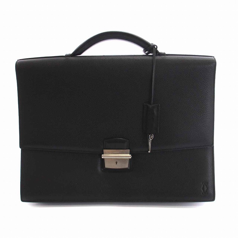 カルティエ Cartier パシャ ビジネスバッグ ブリーフケース レザー 黒  