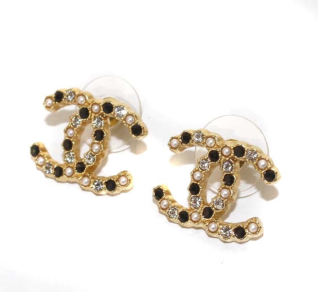 シャネル CHANEL A21V ココマーク ピアス ラインストーン フェイク  