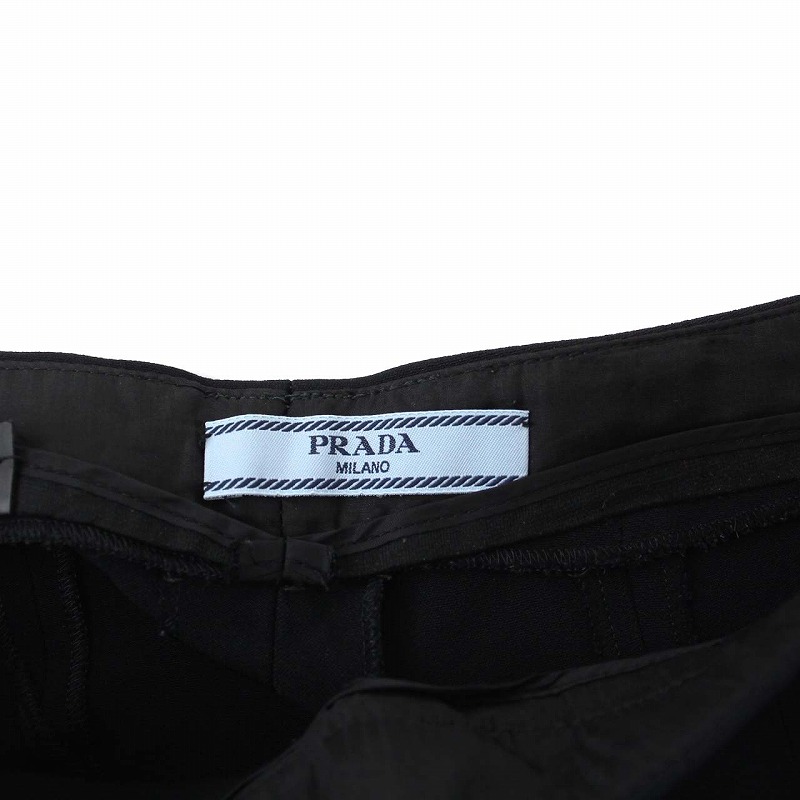 プラダ PRADA サイドジップ ワイドパンツ フレアパンツ 42 M 黒