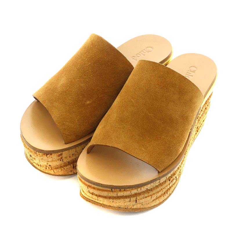 クロエ CHLOE サンダル スエード 35 22.0cm 茶 ブラウン CH24561 /AN1  