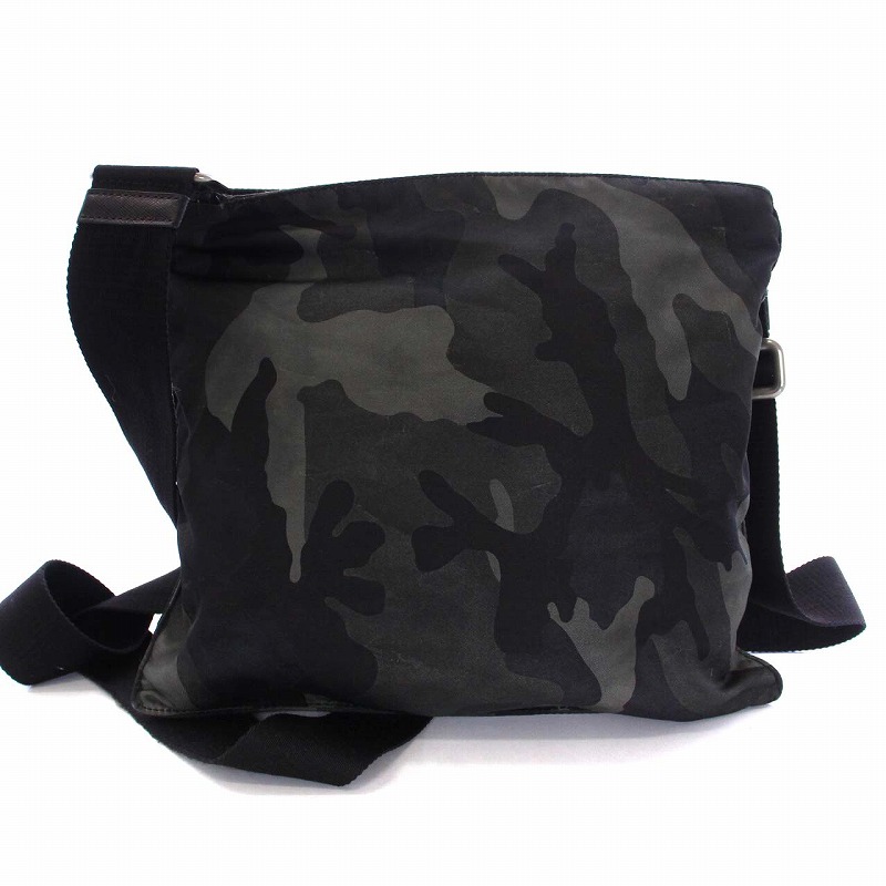 PRADA プラダ ショルダーバッグ 三角プレート　迷彩　ブラック PRADA プラダ ショルダーバッグ 三角プレート迷彩ブラック