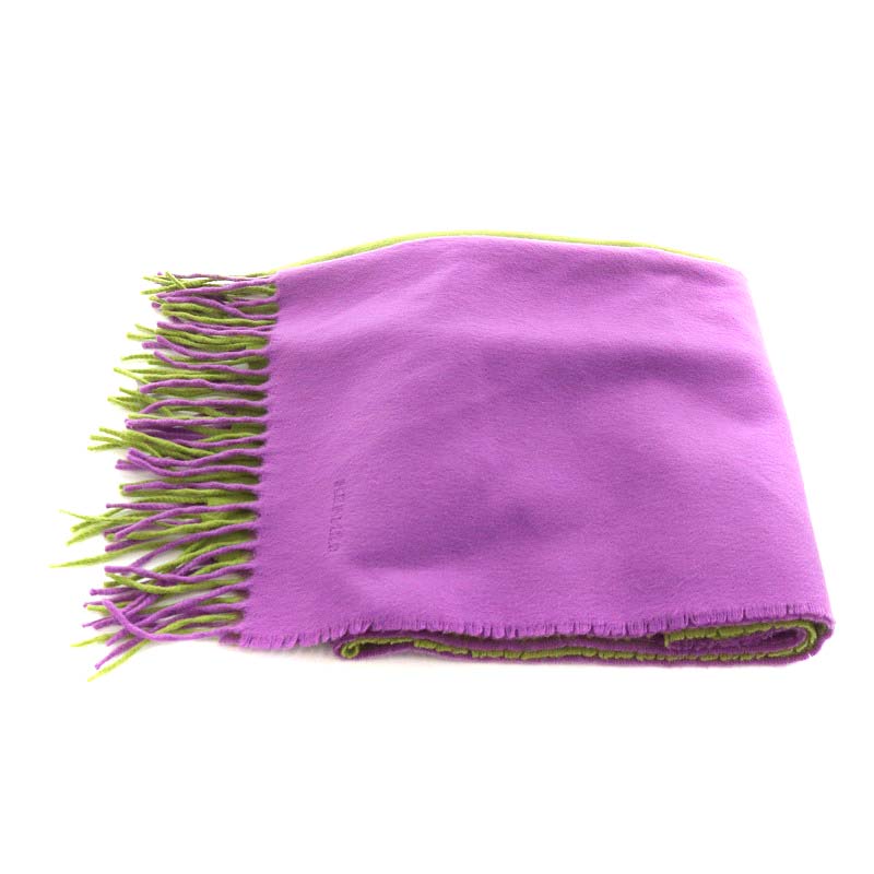 エルメス HERMES マフラー ストール フリンジ カシミヤ 緑 グリーン 紫