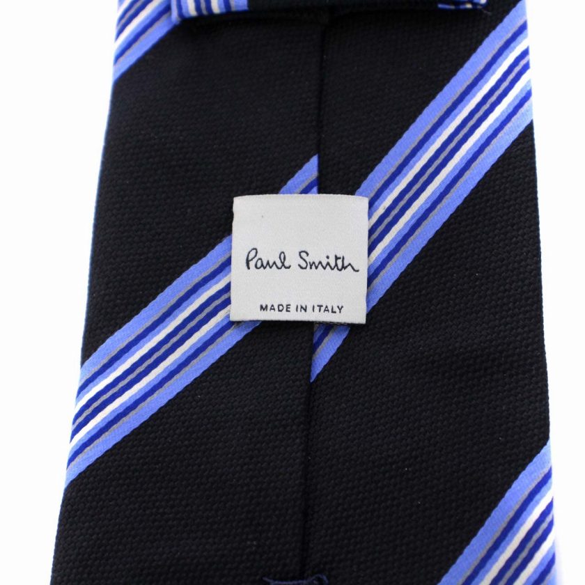ポールスミス PAUL SMITH ネクタイ ストライプ シルク イタリア製 黒