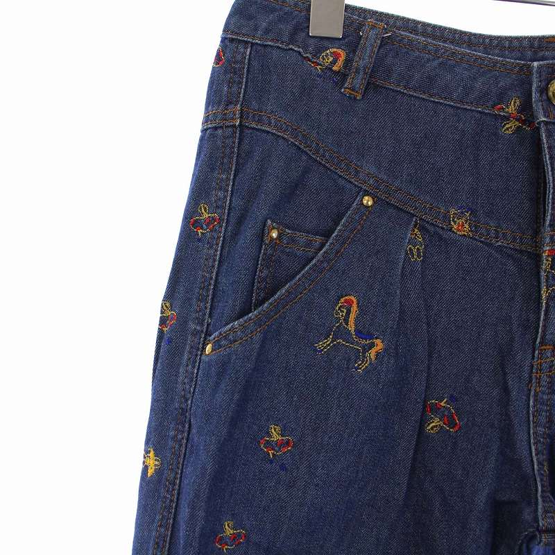 フランシュリッペ franche lippee デニムパンツ ジーンズ 刺繍 総柄 S  
