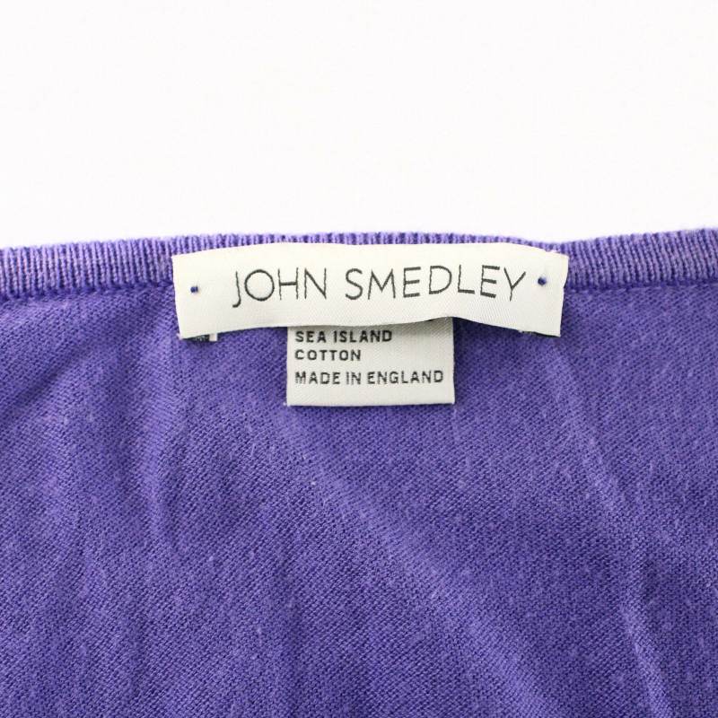 ジョンスメドレー JOHN SMEDLEY ニット 七分袖 薄手 無地 M 紫 