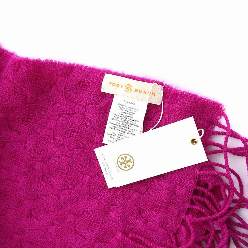 未使用品 トリーバーチ TORY BURCH マフラー ストール ウール ロゴ刺繍