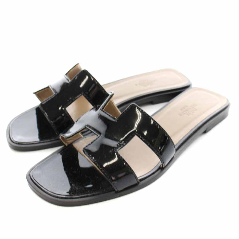 エルメス HERMES オラン Oran サンダル ミュール エナメル 35.5 22.5cm  