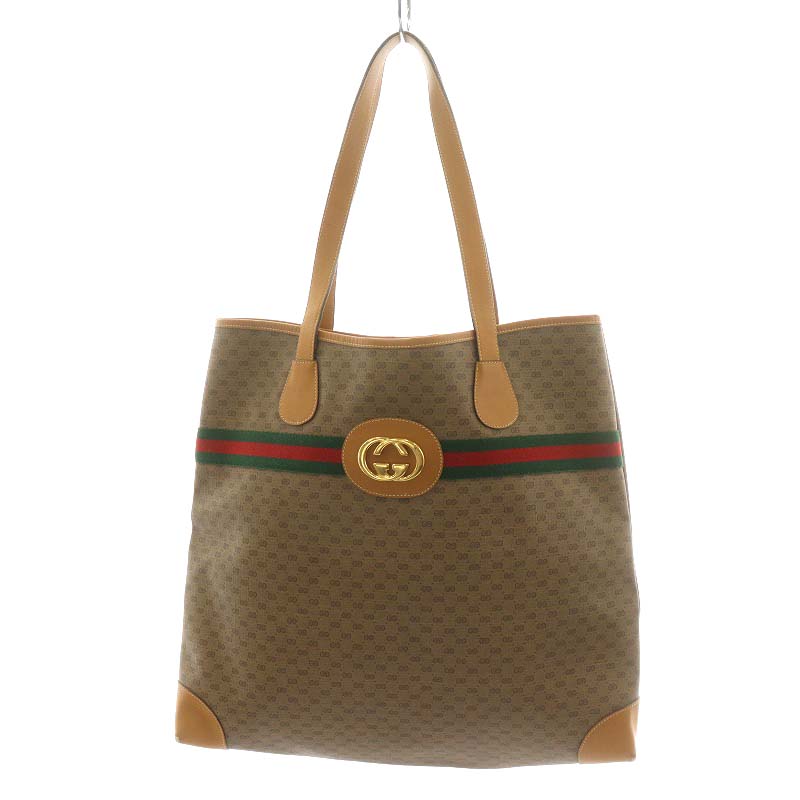 グッチ GUCCI オールドグッチ マイクロGG シェリーライン トートバッグ 