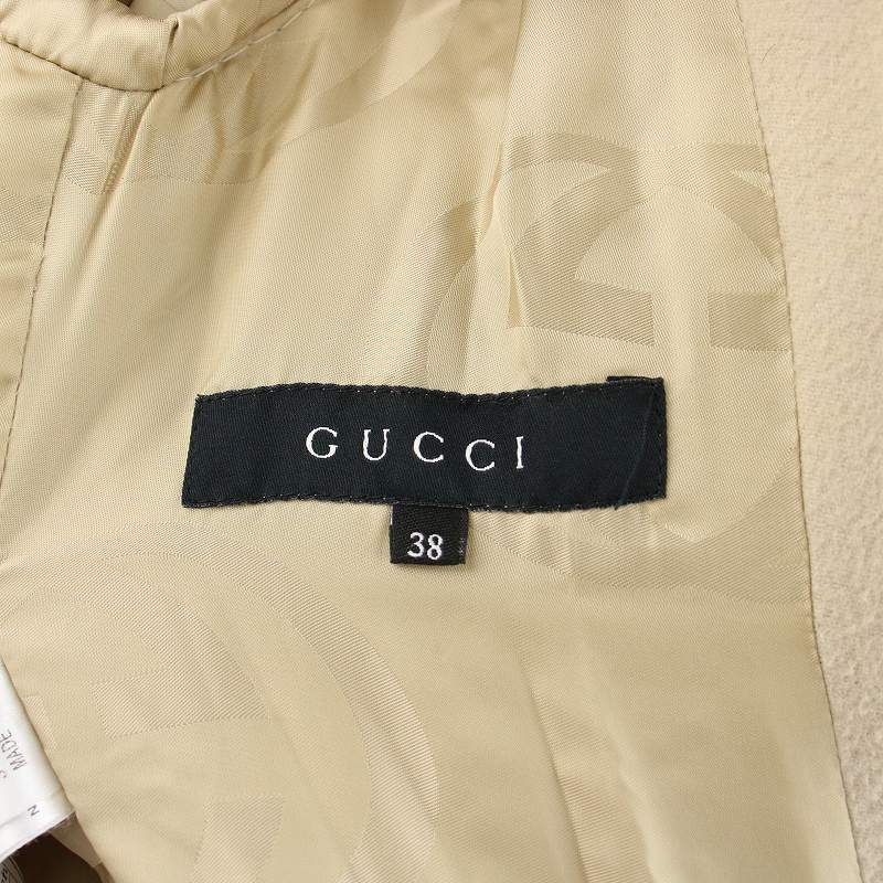 グッチ GUCCI 05年製 ロングコート ウール カシミヤ混 裏地GGロゴ 38 7  