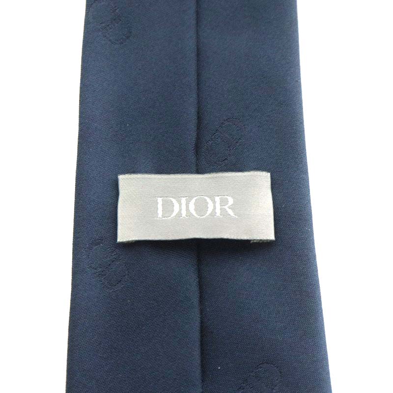 Dior ネイビー シルク ネクタイ 箱付き ギフトに最適♪【DIOR】ディオール オブリーク シルク ネクタイ