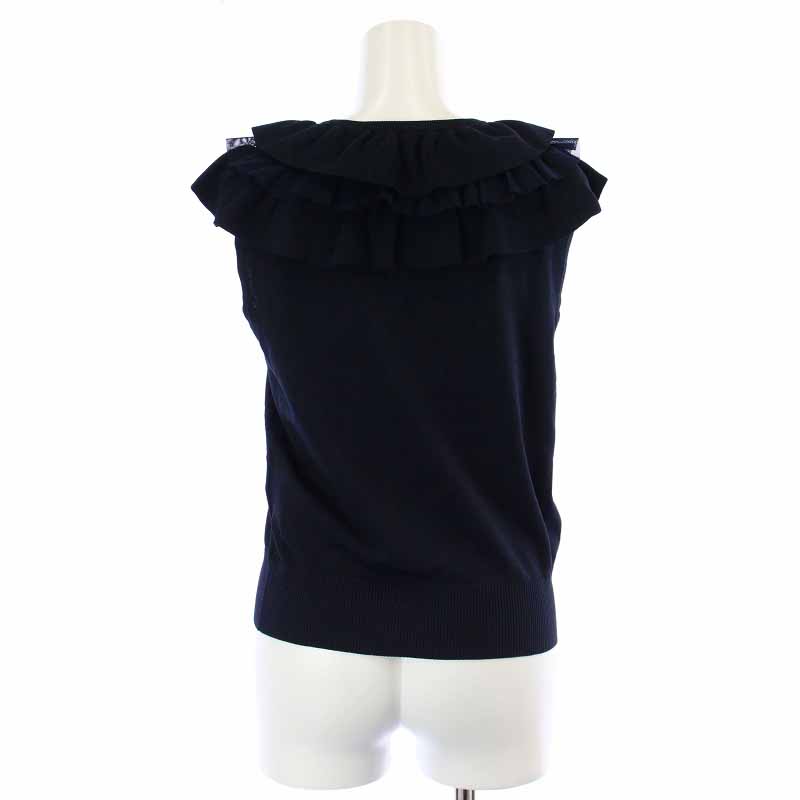 M-PREMIER ネイビー フリルセーター エムプルミエ M-Premier COUTURE ニット カットソー ノースリーブ