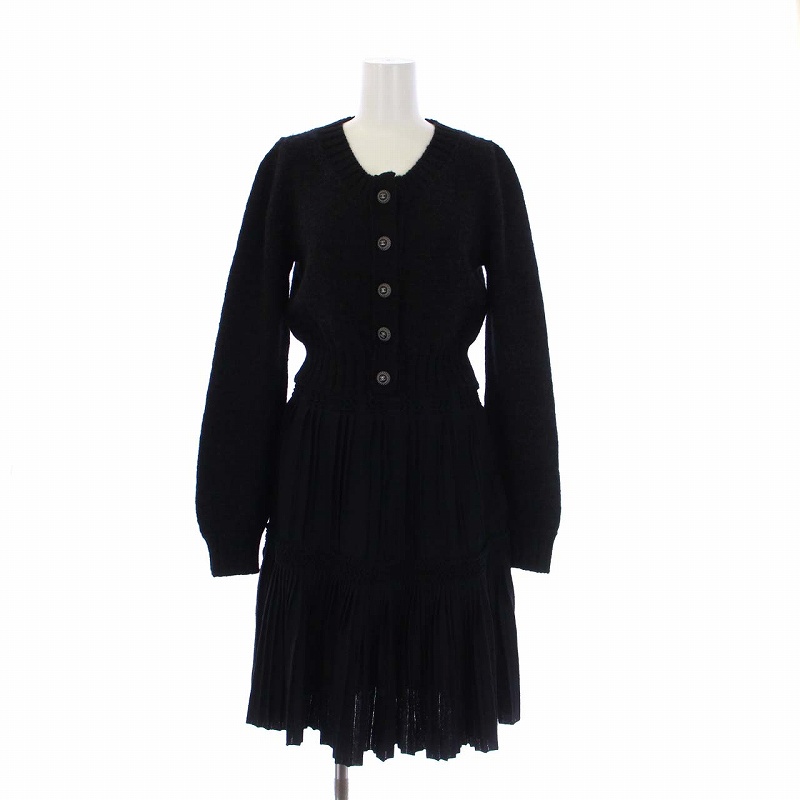 シャネル CHANEL 08A ニットワンピース 長袖 ひざ丈 プリーツ 切替  