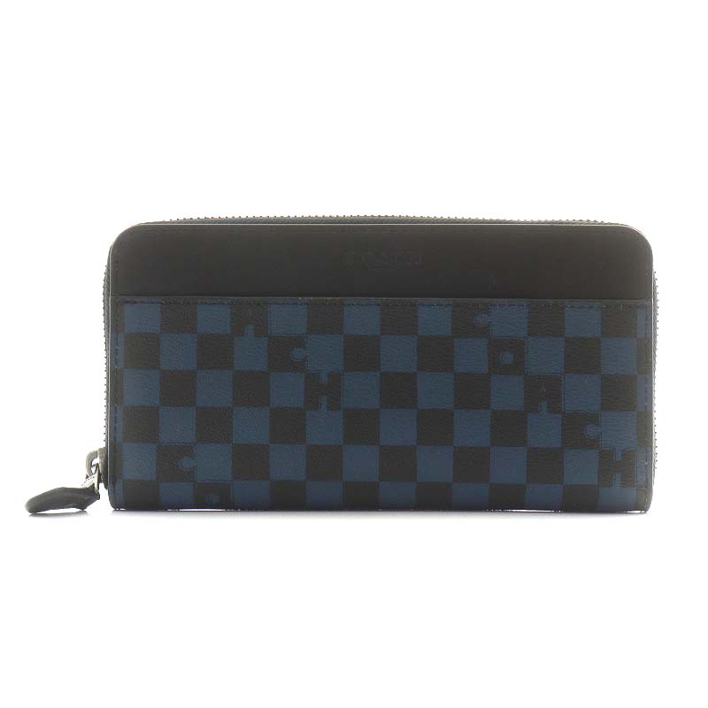 コーチ COACH 長財布 ラウンドファスナー 小銭入れ チェック柄 