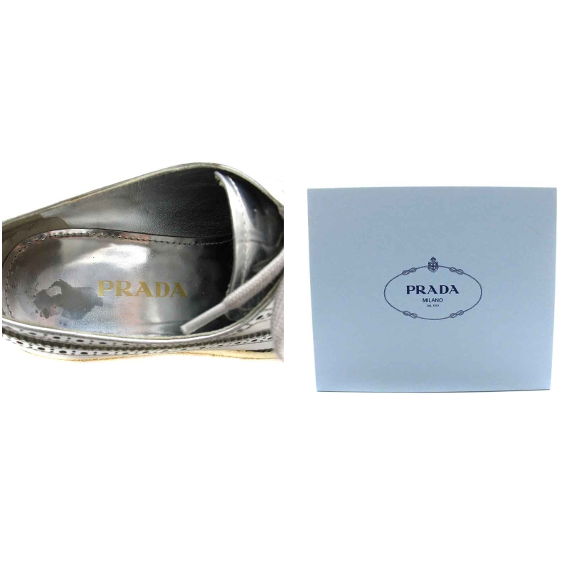 プラダ PRADA スニーカー シューズ ウイングチップ メダリオン