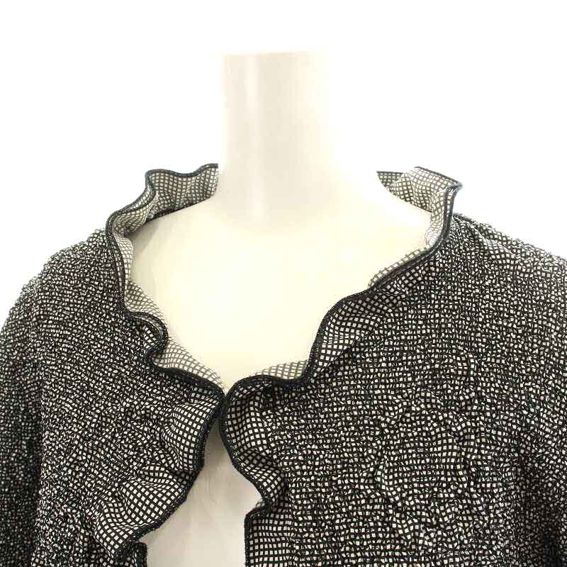 シャネル CHANEL P23141V12110 カーディガン 長袖 フリル カメリア チェック 黒 ブラック 38  レディース CHANEL - シャネル P23141V12110 カーディガン カメリア