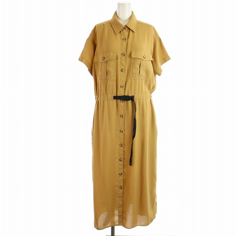 ベージュ 半袖シャツワンピース　中古品 Shel'tter ベージュ 半袖シャツワンピース - メルカリ