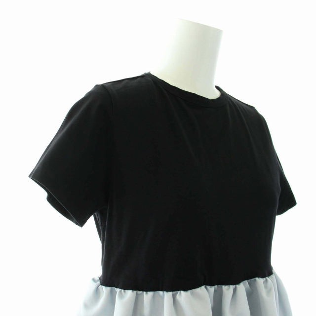 テン　yoko chanブラック フレアシルエット ヨーコチャン YOKO CHAN カットソー フレア ペプラム ストレッチ