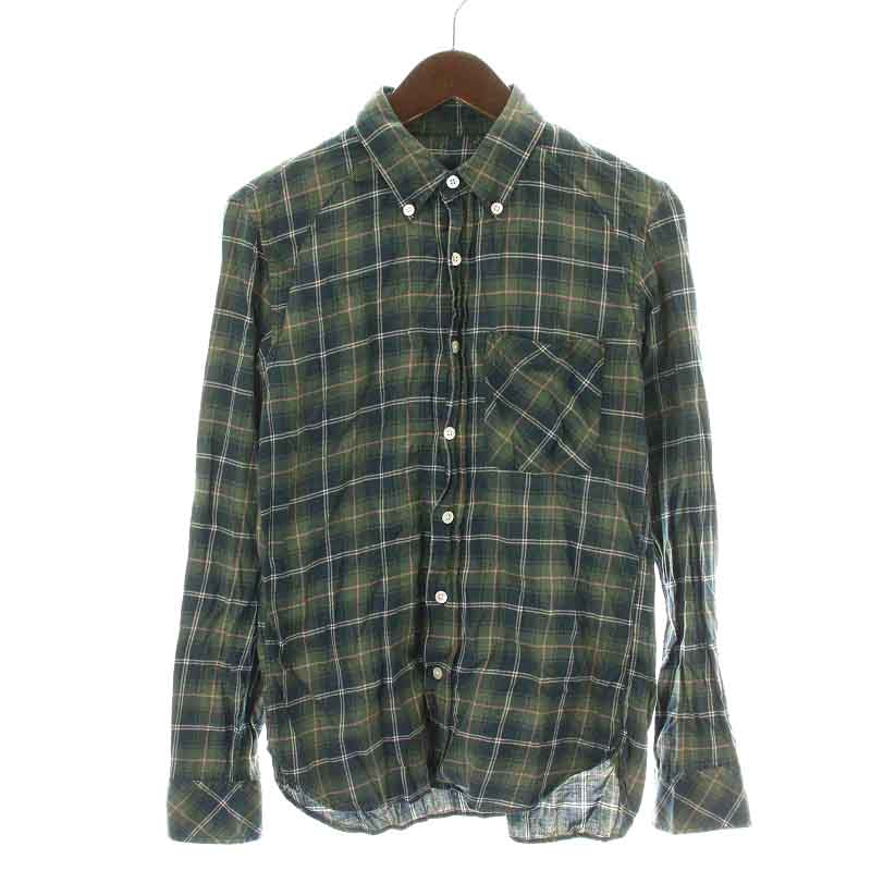 markaware マーカウェア シャツ 長袖 チェック グリーン ピンク 1